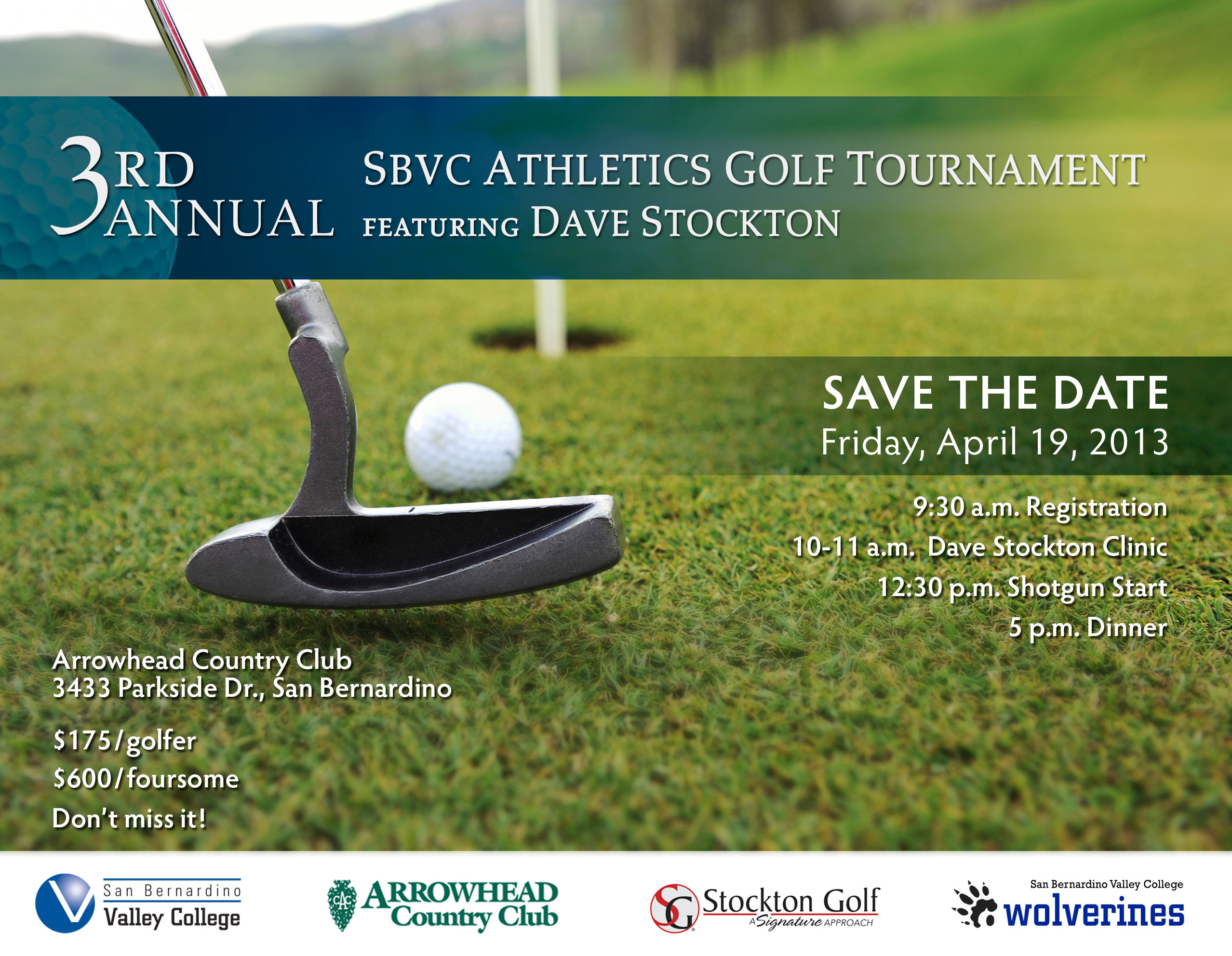 Save the Date! April 19th for the SBVC Golf Tournament