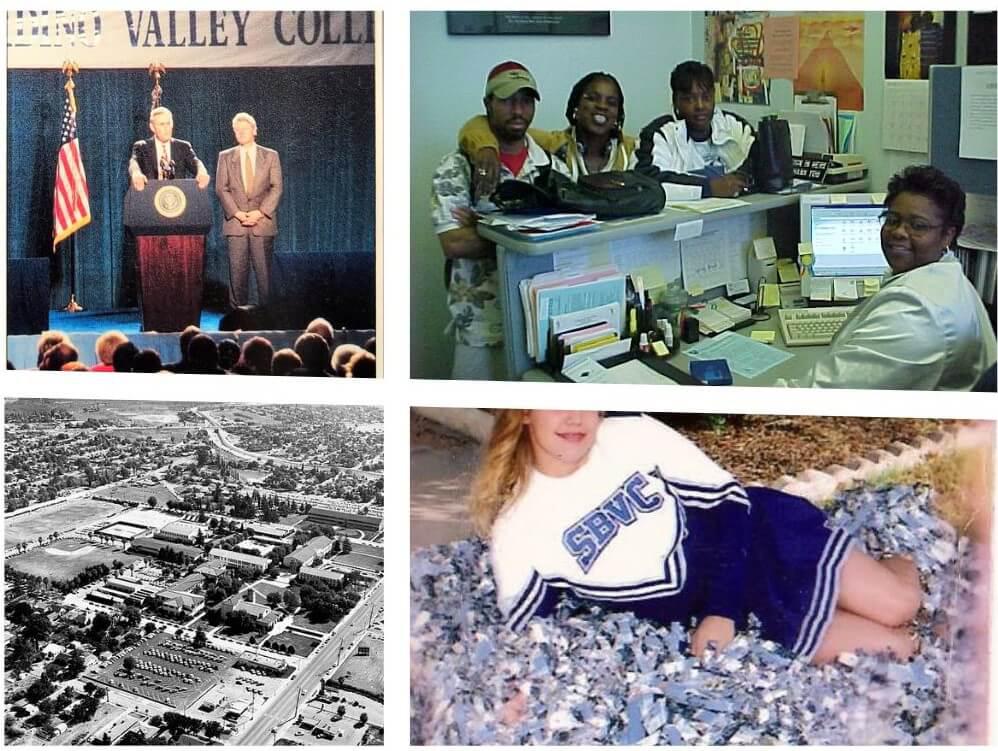 Old photo collage with Bill Clinton and the SBVC Campus