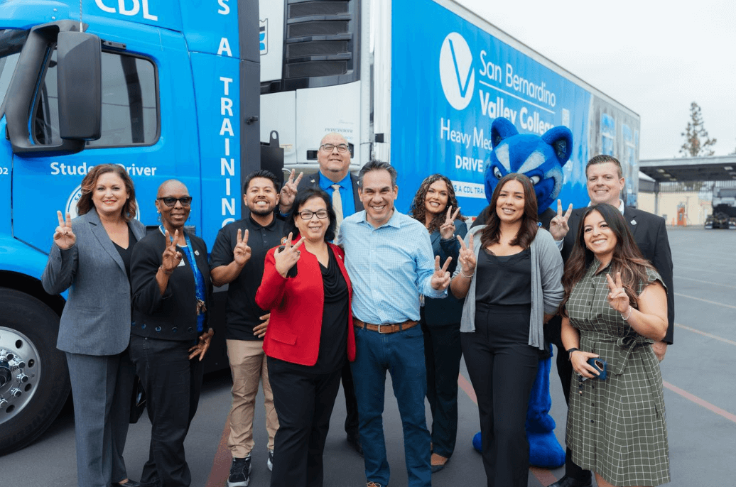 congressman Pete Aguilar with SBVC administrators and staff